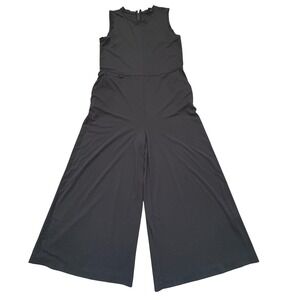 Banana Republic Black Sleeveless Wide Leg Knit Jumpsuit Palazzo Pockets Size 4‎